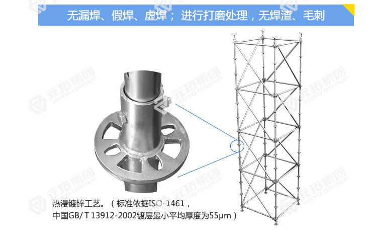 大型房建高支模盤扣式滿堂支架 生產(chǎn)熱鍍鋅工藝
